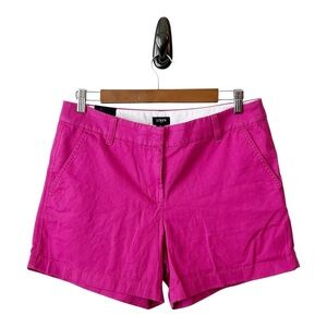 J CREW 5” CHINO FLAT FRONT CASUAL COTTON SHORTS SZ 8 FUCHSIA Pink Summer NEW